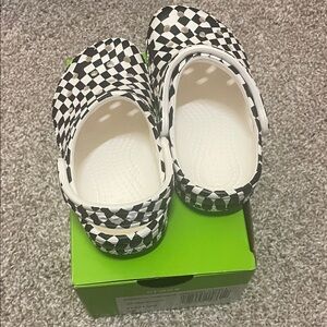 CROCS Kids Black and White Checkered clogs